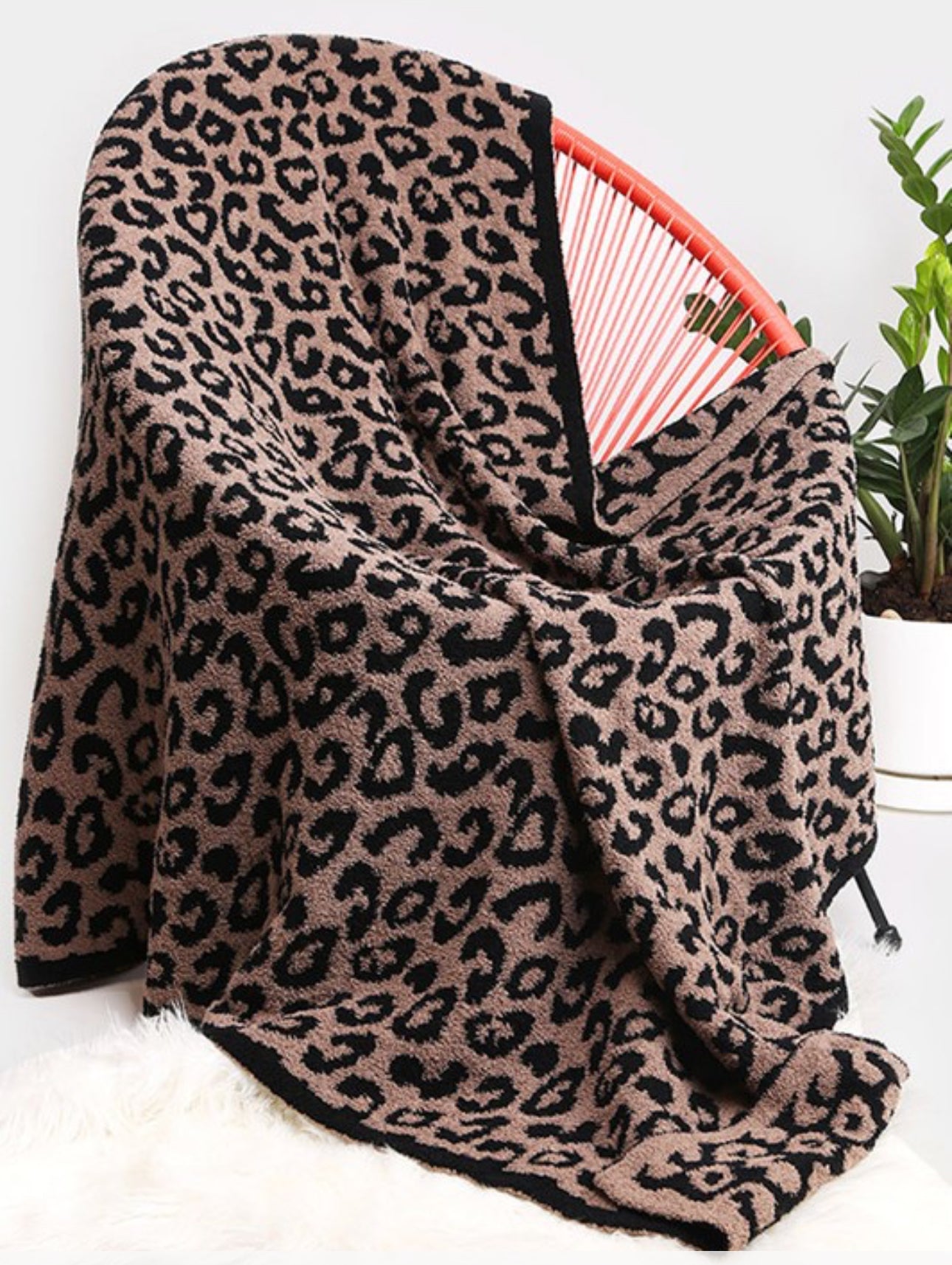 FUZZY LEOPARD THROW BLANKET